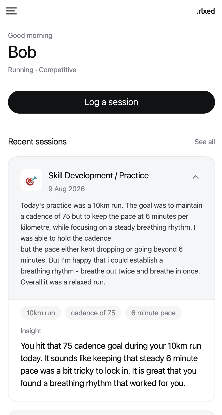 My Journal app - log sessions and review insights