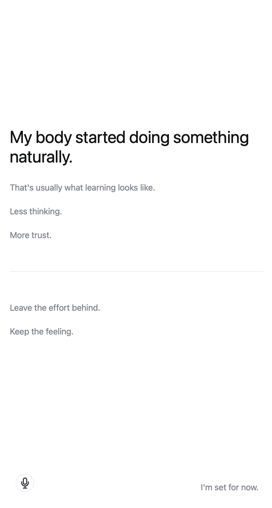 My Space - A quiet reset after a hard session