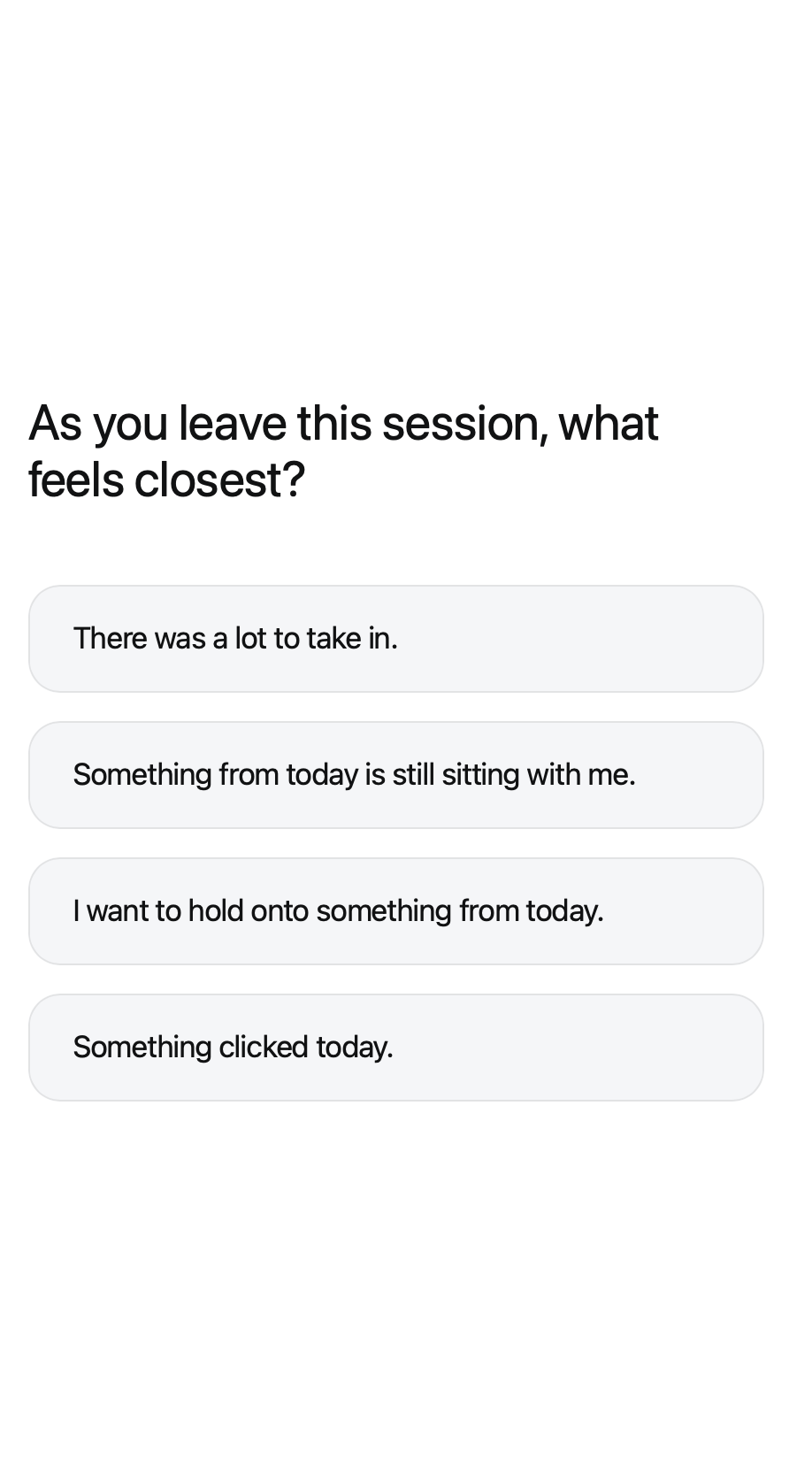My Space app - recovery reflection check-in